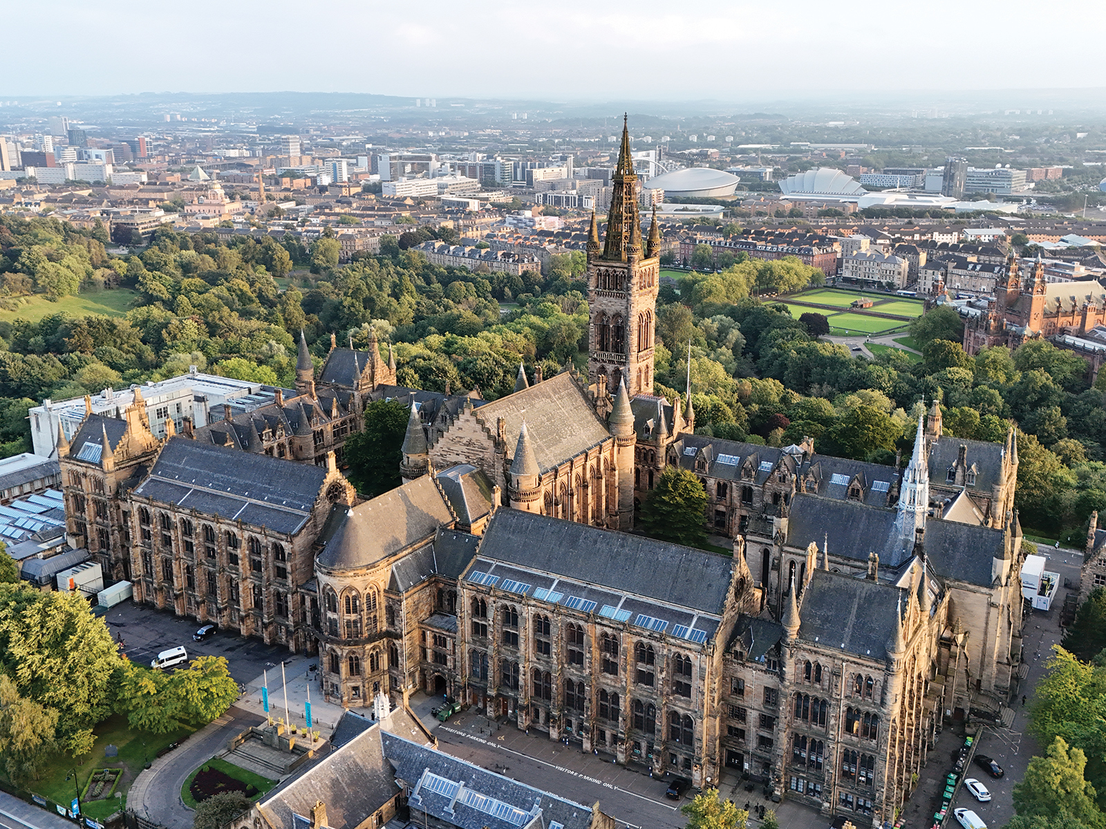 Glasgow University's Hunterian building from above.