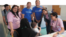 Duncan Bannatyne and family with members of the Operation Smile team at a clinic in Casablanca