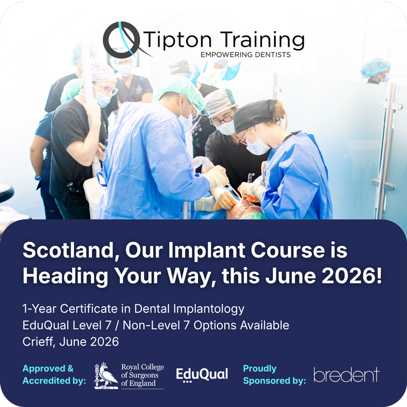 AD: Tipton Training. Scotland, our implant course is heading your way, this June!