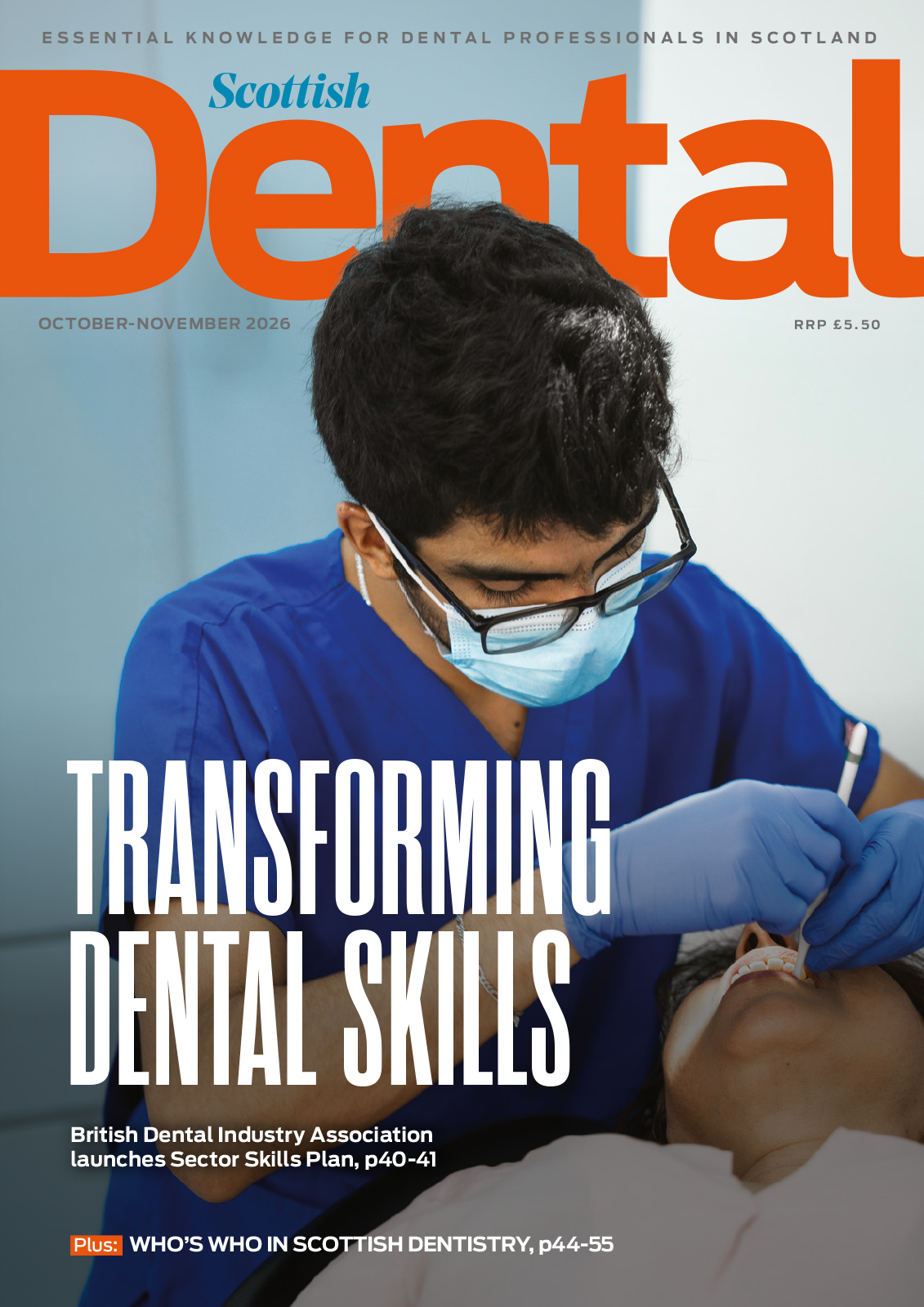 Transforming Dental Skills. Cover October November issue of Scottish Dental magazine.